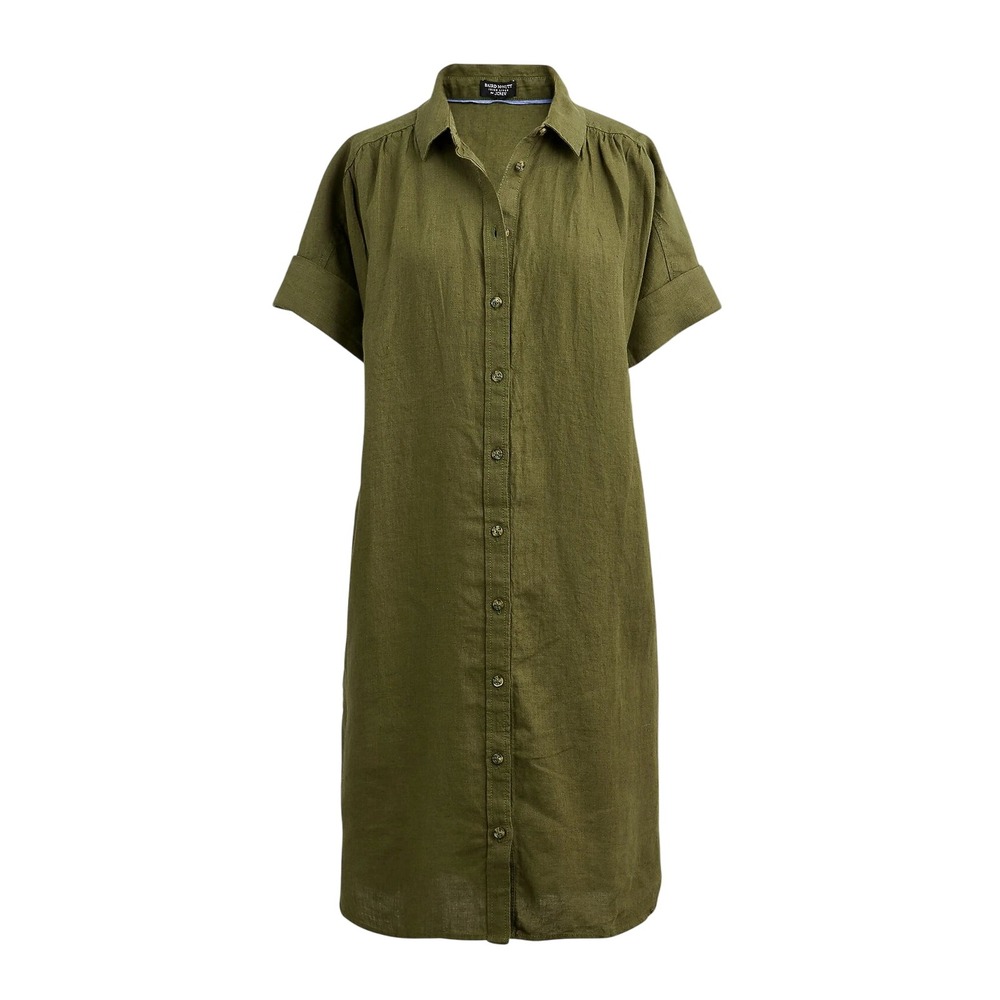J. Crew Baird McNutt Irish Linen Shirt Dress Olive Green AY623 Large